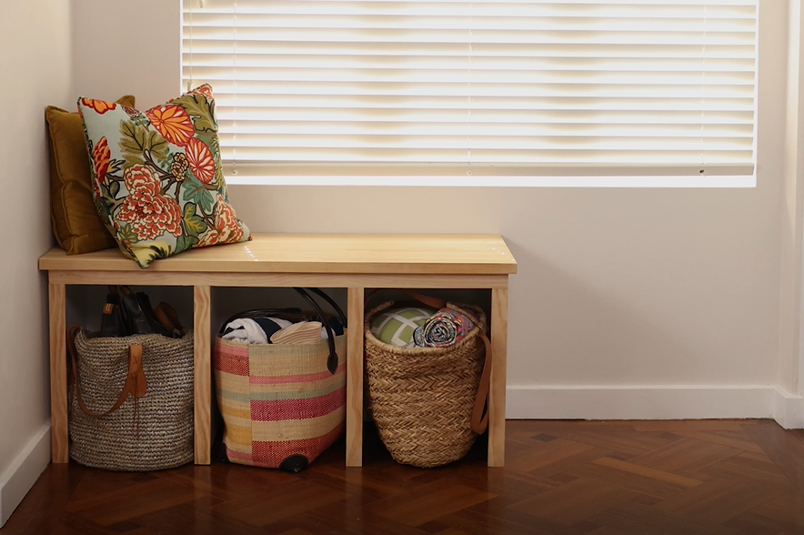 DIY entryway storage seat