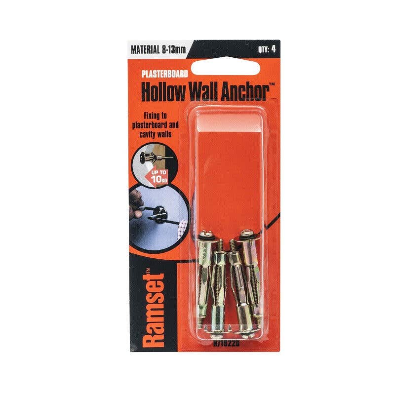 Ramset Hollow Wall Anchor 8mm 13mm 10kg 4 Pack