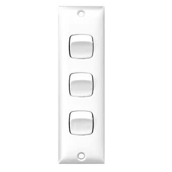 HPM Architrave Switch 3 Gang 10A White