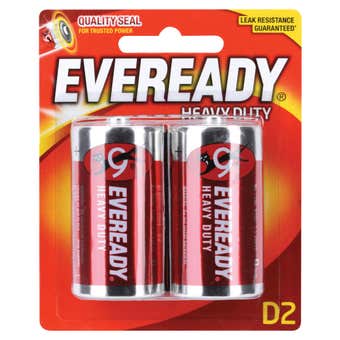Eveready Heavy Duty Battery Red D - 2 Pack