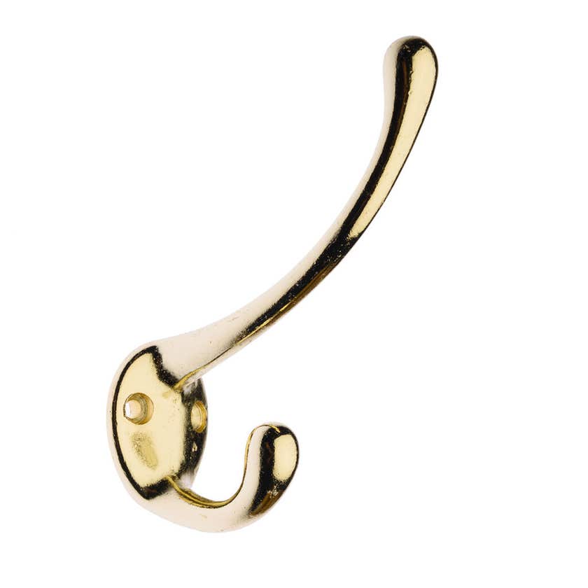 Zenith Narrow Style Hat & Coat Hook Brass Plated 110mm - 1 Pack