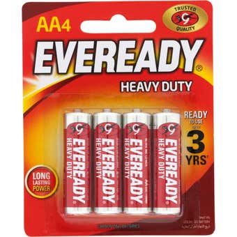 Eveready Heavy Duty Battery Red AA 4 Pack