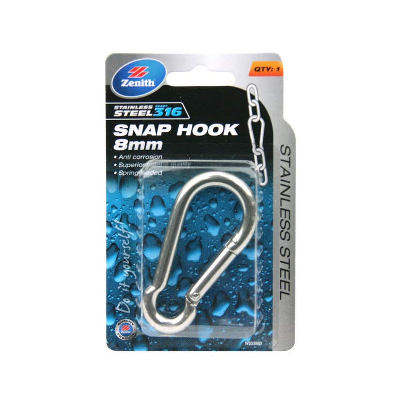 Zenith Snap Hook Stainless Steel 80 x 8mm - 1 Pack