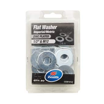 Zenith Flat Washer Zinc Plated 1/2" - 20 Pack