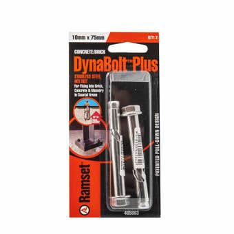 Ramset Dynabolt Plus Hex Head Stainless Steel 10 x 75mm - 2 Pack