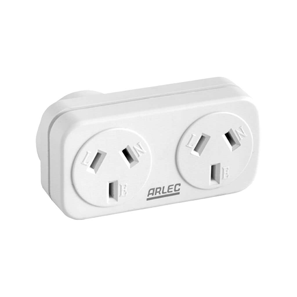 3x HPM 10A Mains Power Double Adaptor Twin Adapter Triangular Wall Plug White