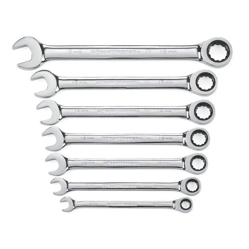Gearwrench 72-Tooth 12 Point Ratcheting Combination Metric Wrench Set - 7 Piece