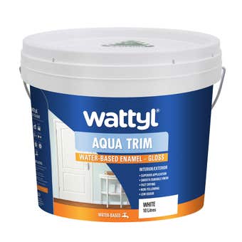 Wattyl Aqua Trim Water Based Enamel Gloss White 10L