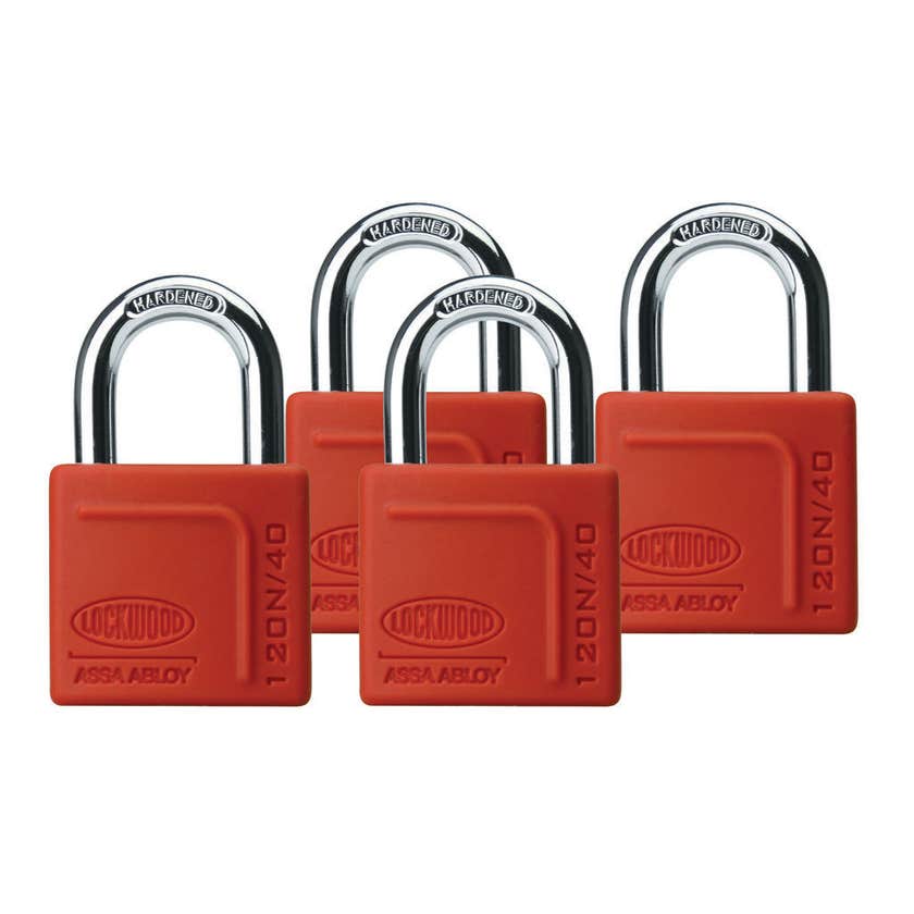 Lockwood Padlock Brass Body with Red Silicone Jacket Cover 40mm