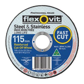 Flexovit Steel & Stainless Cut-Off Wheel 115 x 2.5 x 22mm