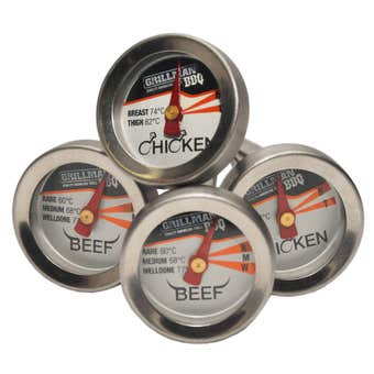 Grillman BBQ Mini Meat Thermometers - 4 Pack