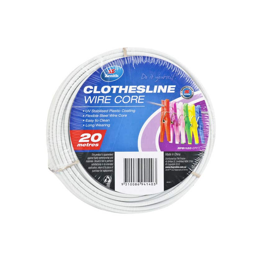 Zenith Clothesline Wire Core Light Grey 3.7mm x 20m