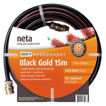 Neta Black Gold 15m Fitted Hose 12mm