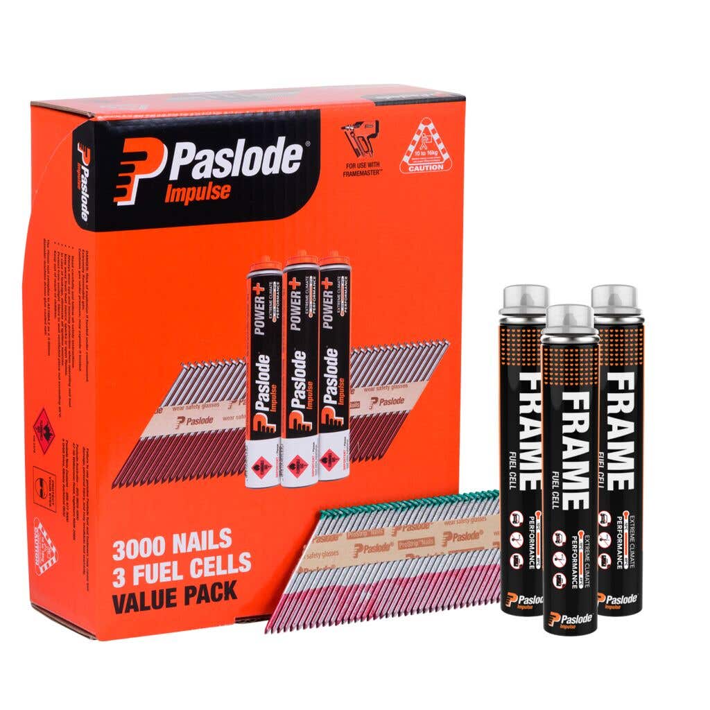 Paslode Impulse Hot Dipped Galvanised Nails 75 x 3.06mm 3 000 Pack 3 Fuel Cells