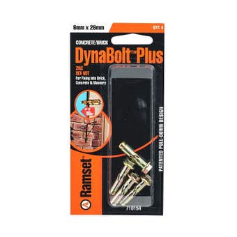 Ramset Dynabolt Plus Hex Zinc 6mm x 26mm - 4 Pack