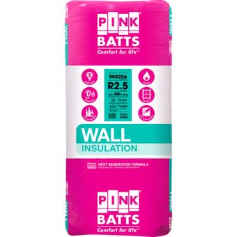Fletcher Pink Batts Wall Insulation R2.5 HD Pink 1160 x 580 x 90mm 8.1m2 - 12 Pack