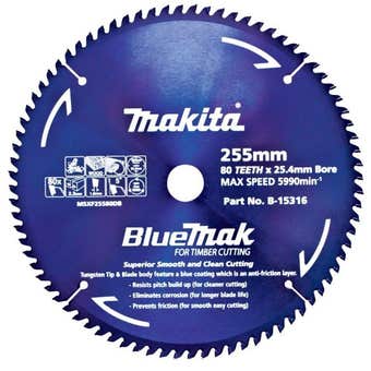 Makita Saw Blade BlueMak 255 x 25.4mm bore x 80T