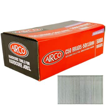 Airco C50 Brad Nails 1.6 x 50mm - Box of 5000