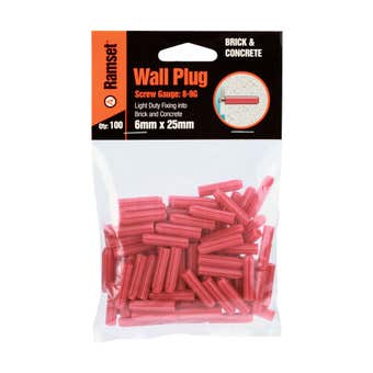 Ramset Wall Plug Red 6 x 25mm - 100 Pack