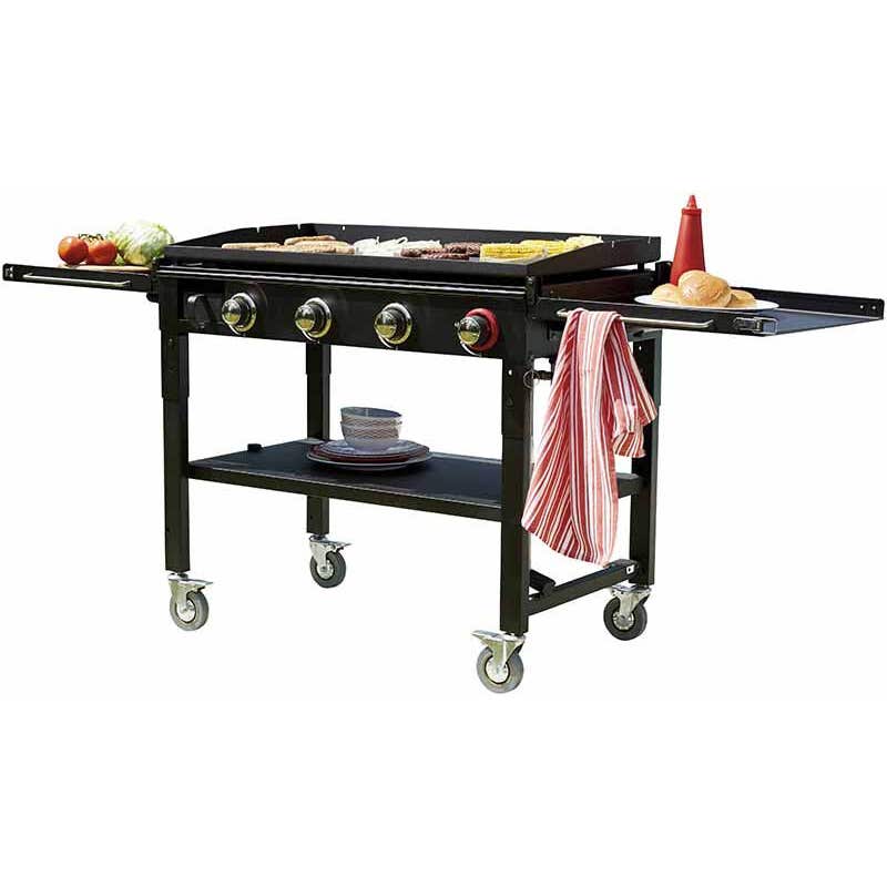 Grilled Dover 4 Burner Solid Plate BBQ with Trolley