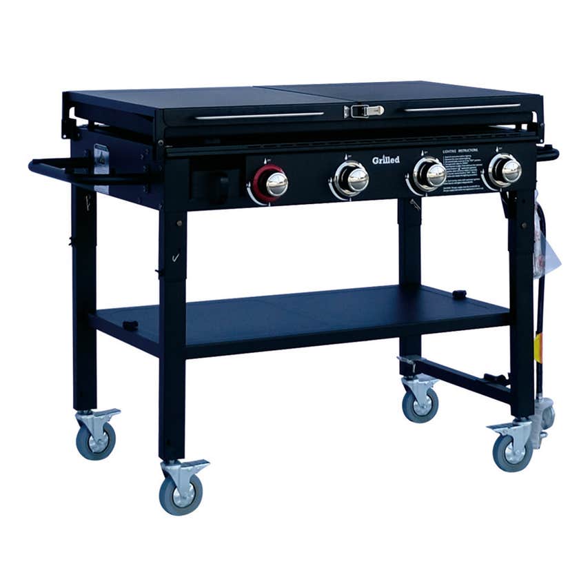 Grilled Dover 4 Burner Solid Plate BBQ with Trolley