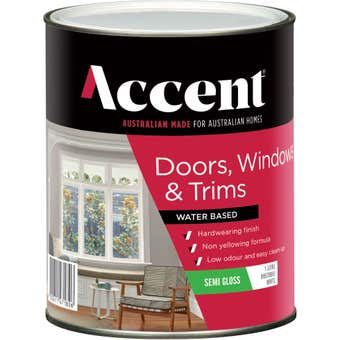 Accent Doors, Windows & Trims Water Based Semi Gloss White 1L