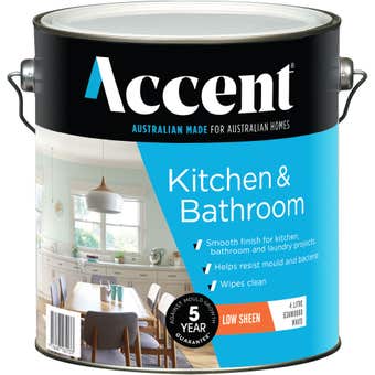 Accent Kitchen & Bathroom Low Sheen White 4L