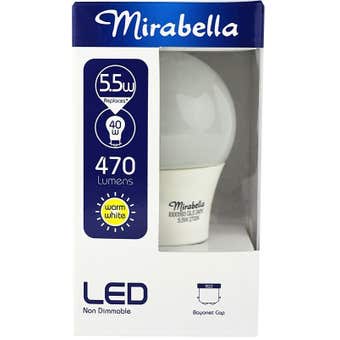 Mirabella LED GLS Globe 5.5W BC Warm White