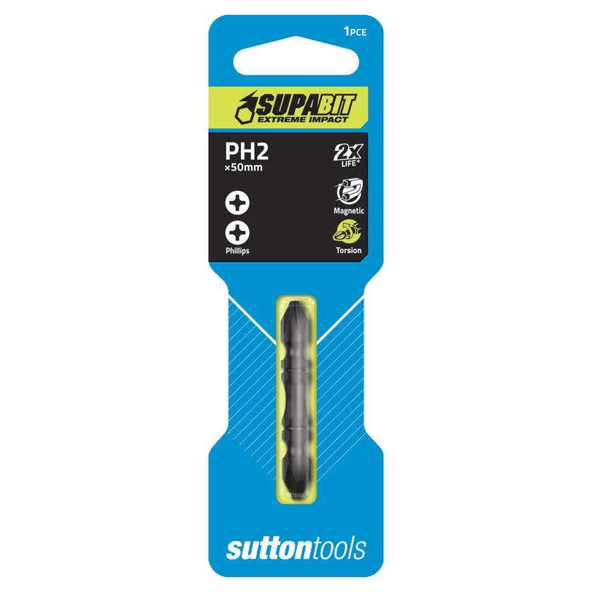 Sutton Tools Impact Double Ended Screwdriver Bits Phillips PH2  x  50mm