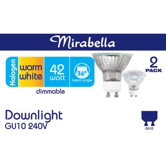 Mirabella Halogen Downlight Dimmable GU10 42W Warm White - 2 Pack
