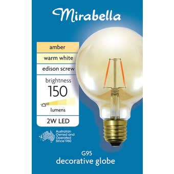 Mirabella 2W LED G95 Decorative Globe Edison Screw Amber Warm White