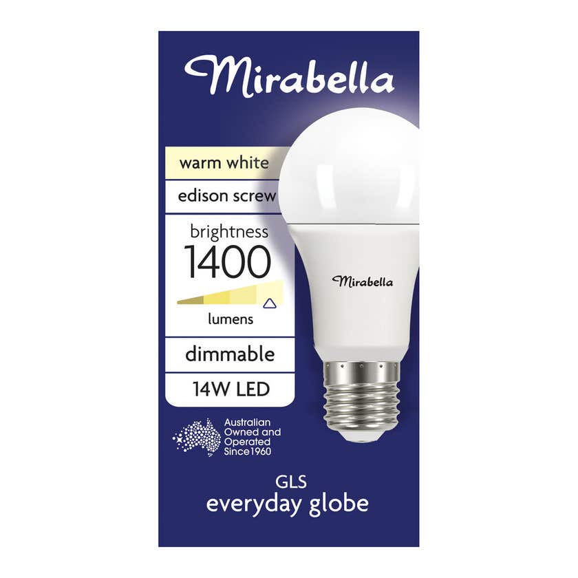 Mirabella LED GLS Dimmable Globe 14W ES Warm White