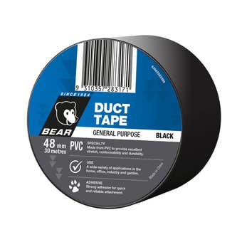 Bear Duct Tape Black PVC 48mm x 30m