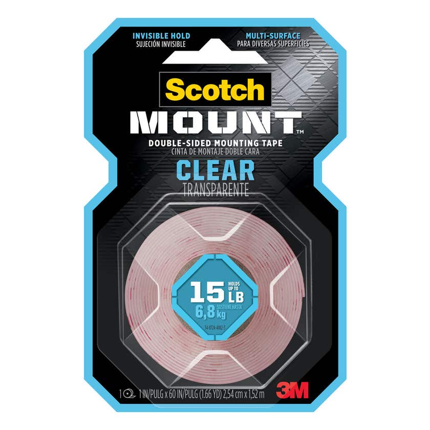 Scotch-Mount Clear Double-Sided Mounting Tape 254mm x 1.52m