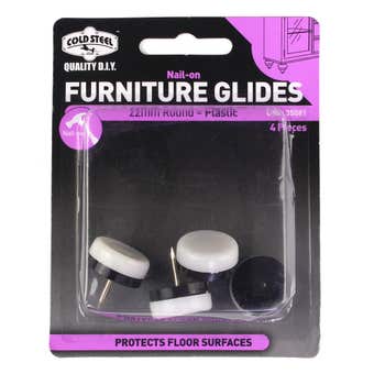 Cold Steel Plastic Nail-On Furniture Glides White 22mm - 4 Pack