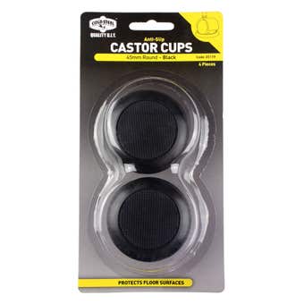 Cold Steel Castor Cups Anti Slip Round Black 45mm - 4 Pack