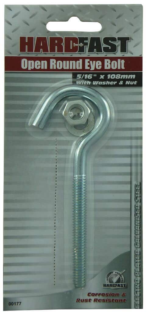 Hardfast Open Round Eye Bolt Hook 5 16 x 108mm