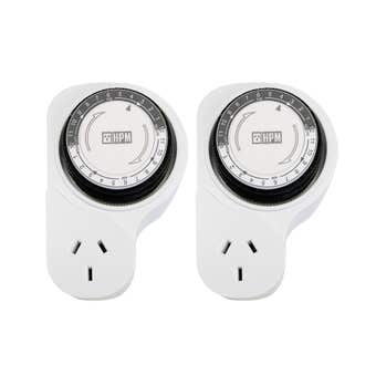 HPM 24hr Analog Timer With Offset Double Pole - 2 Pack