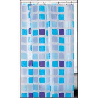 Supertex PVC Shower Curtain Blue Square