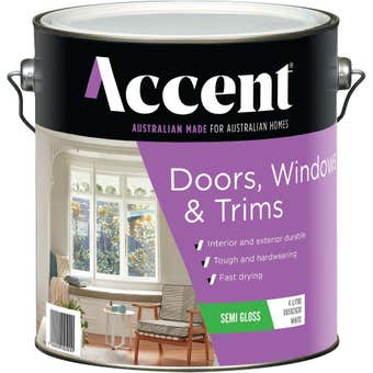 Accent Doors, Windows & Trims Water Based Semi Gloss White 4L
