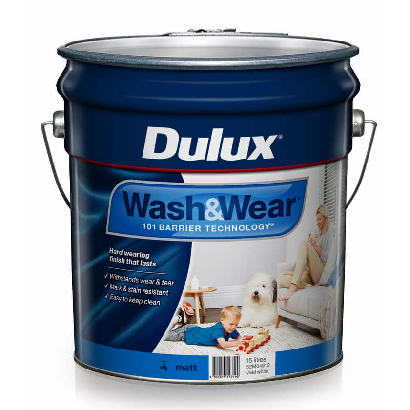 Dulux Wash & Wear Interior Matt Vivid White 15L