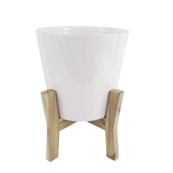 Jayda Planter Pot with Stand White 31cm