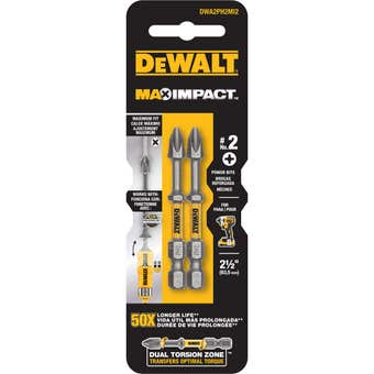 DeWALT Max Power Impact Drill Bit PH2 63.5mm - 2 Pack
