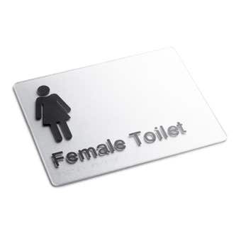 Sandleford Sign Braille Female Toilet Silver/Black 180 x 230mm