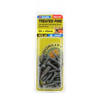 Zenith Screw Treated Pine Tufcote Square Drive 8G x 20mm - 40 Pack