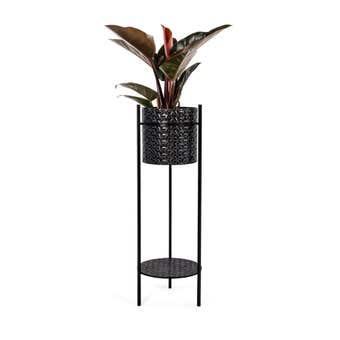 Takasho Luxe Cylindrical Planter on Legs Black