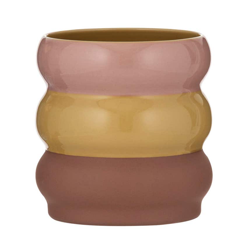 Amalfi Ceramic Planter Pot Pink/Mustard/Brown 135 x 135 x 145mm