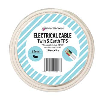 Prysmian Twin & Earth Cable TPS White 1.0mm x 5m