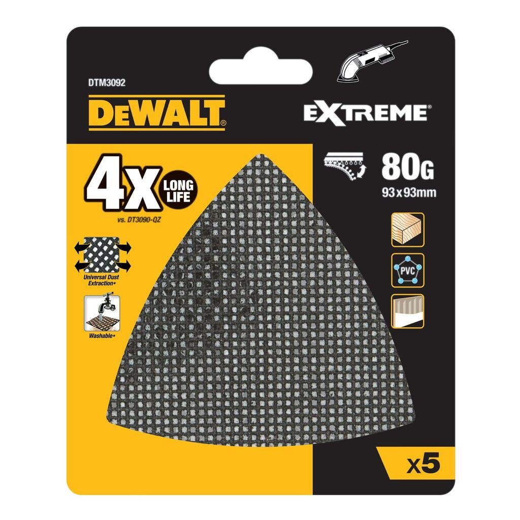 DEWALT 80 Grit Abrasive Mesh Detail Multi Sanding Pad 93 x 93mm 5 Pa