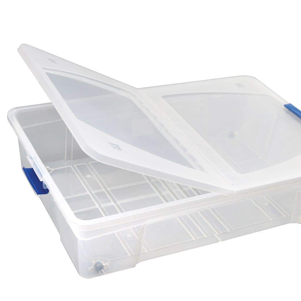5x 50LITRE PLASTIC STORAGE BOX QUALITY CONTAINER WITH BLACK LID!!! 